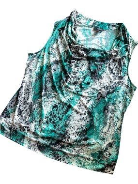 Alfani Cowl Neck Sleeveless Top Size 3x-Animal print